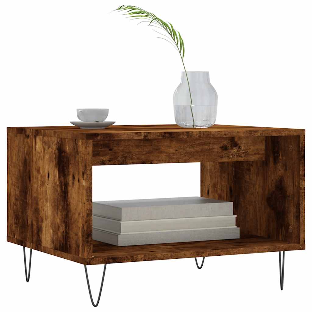 Table basse chêne fumé 60x50x40 cm bois d'ingénierie - XIOS