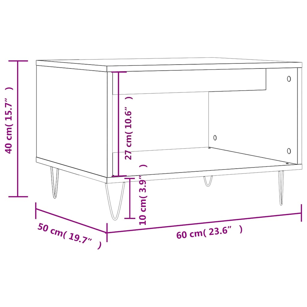 Table basse chêne fumé 60x50x40 cm bois d'ingénierie - XIOS