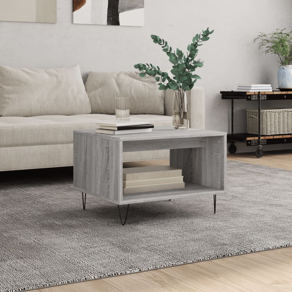 Table basse sonoma gris 60x50x40 cm bois d'ingénierie - XIOS