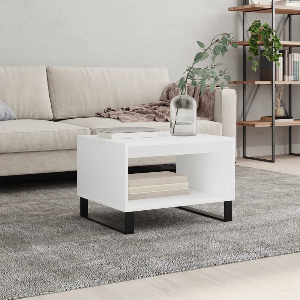 Table basse blanc 60x50x40 cm bois d'ingénierie - XIOS