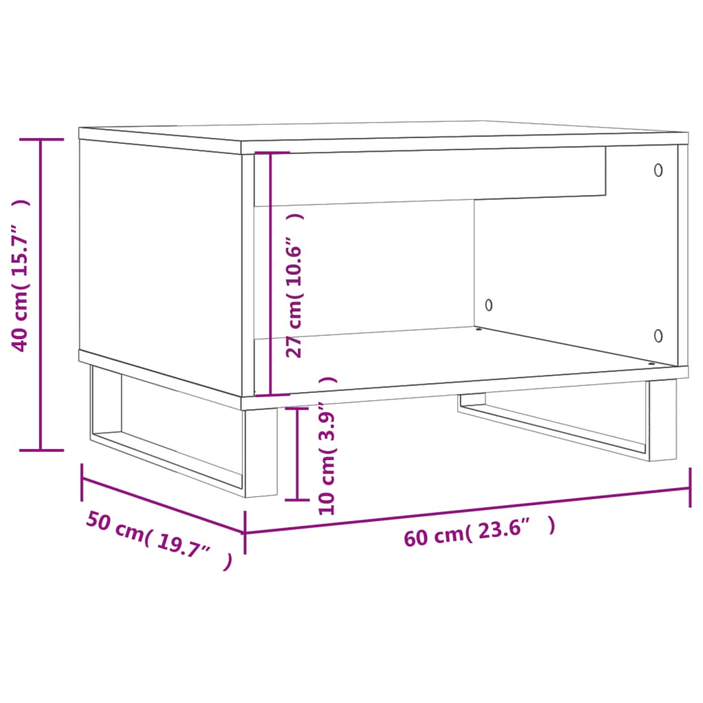 Table basse chêne fumé 60x50x40 cm bois d'ingénierie - XIOS