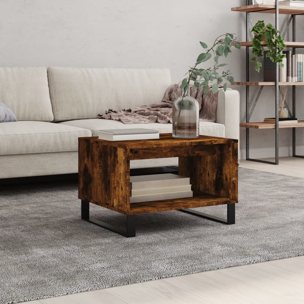 Table basse chêne fumé 60x50x40 cm bois d'ingénierie - XIOS