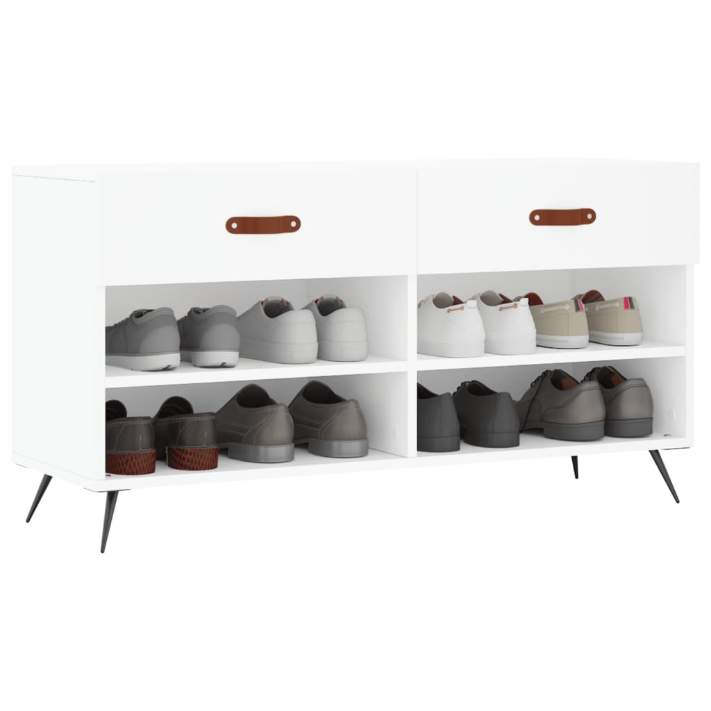 Banc à chaussures blanc 102x35x55 cm bois d'ingénierie - XIOS