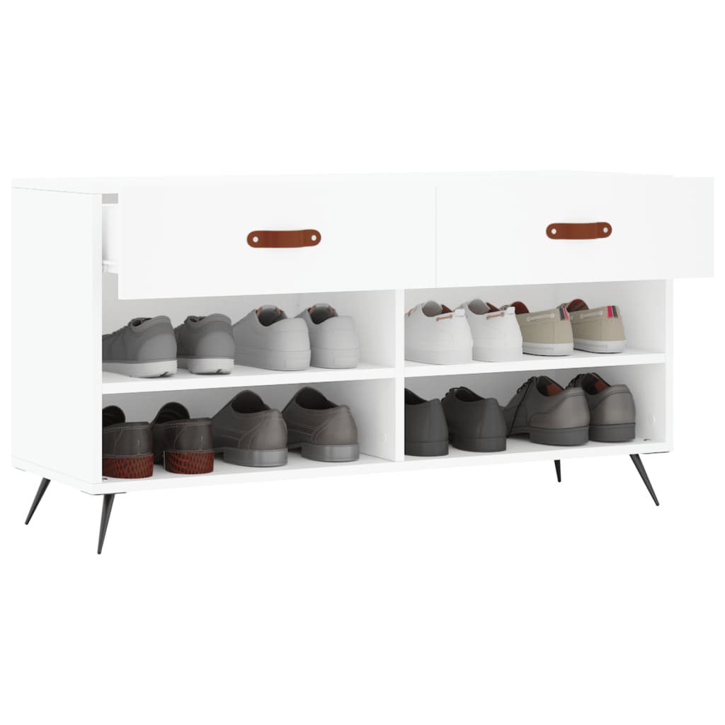 Banc à chaussures blanc 102x35x55 cm bois d'ingénierie - XIOS