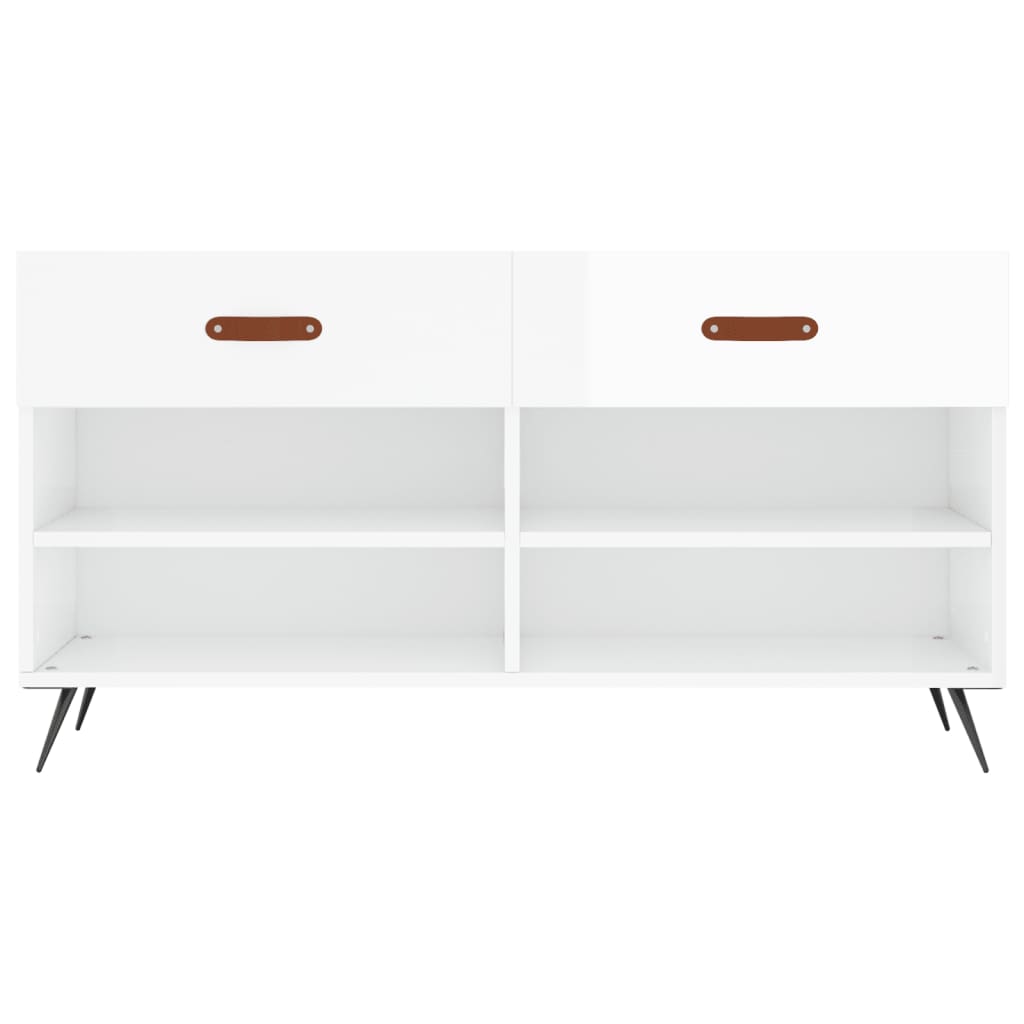 Banc à chaussures blanc brillant 102x35x55 cm bois d'ingénierie - XIOS