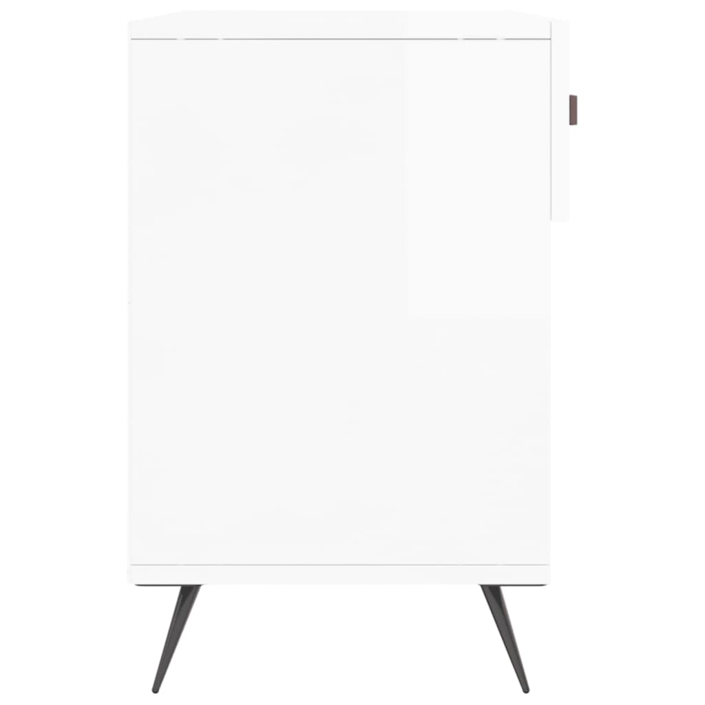 Banc à chaussures blanc brillant 102x35x55 cm bois d'ingénierie - XIOS