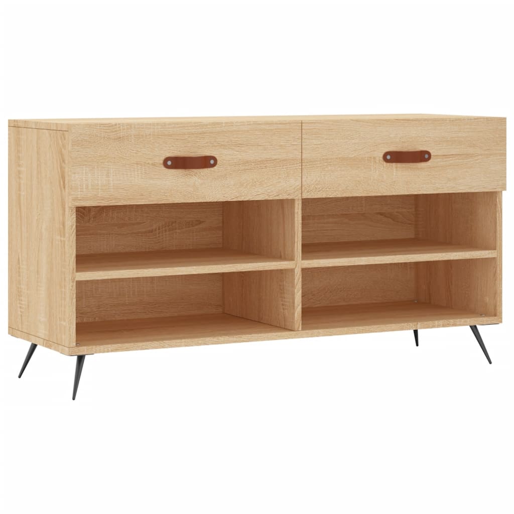 Banc à chaussures chêne sonoma 102x35x55 cm bois d'ingénierie - XIOS