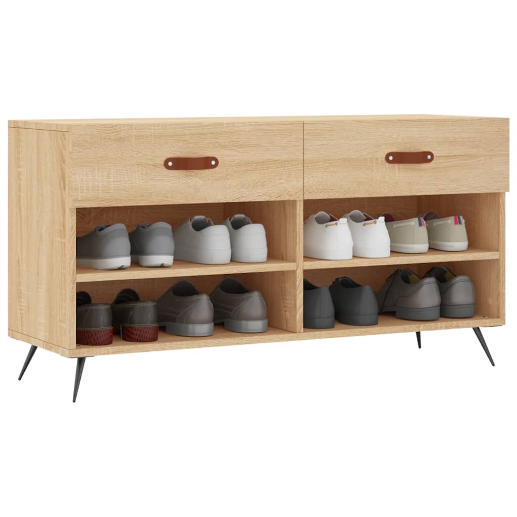 Banc à chaussures chêne sonoma 102x35x55 cm bois d'ingénierie - XIOS