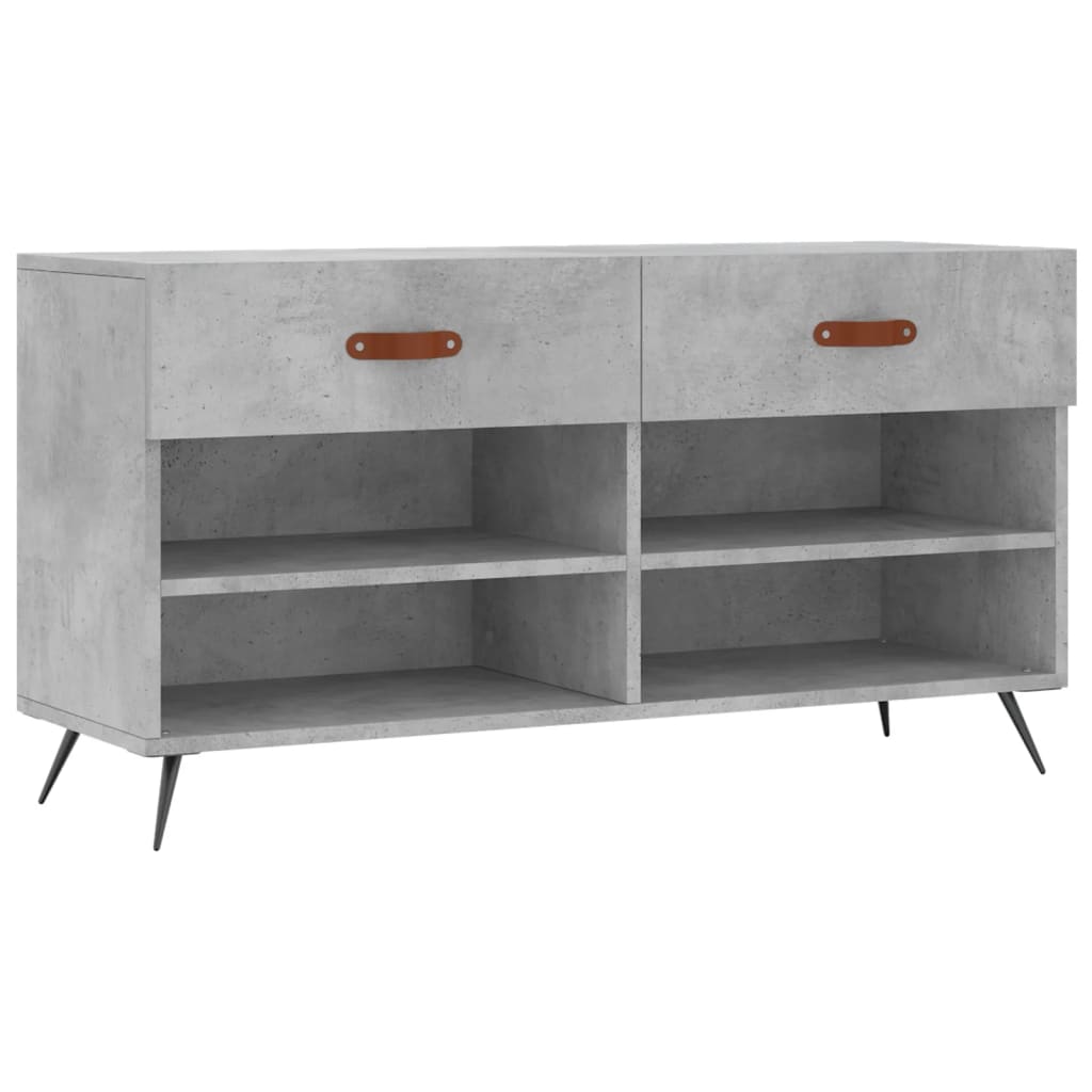 Banc à chaussures gris béton 102x35x55 cm bois d'ingénierie - XIOS