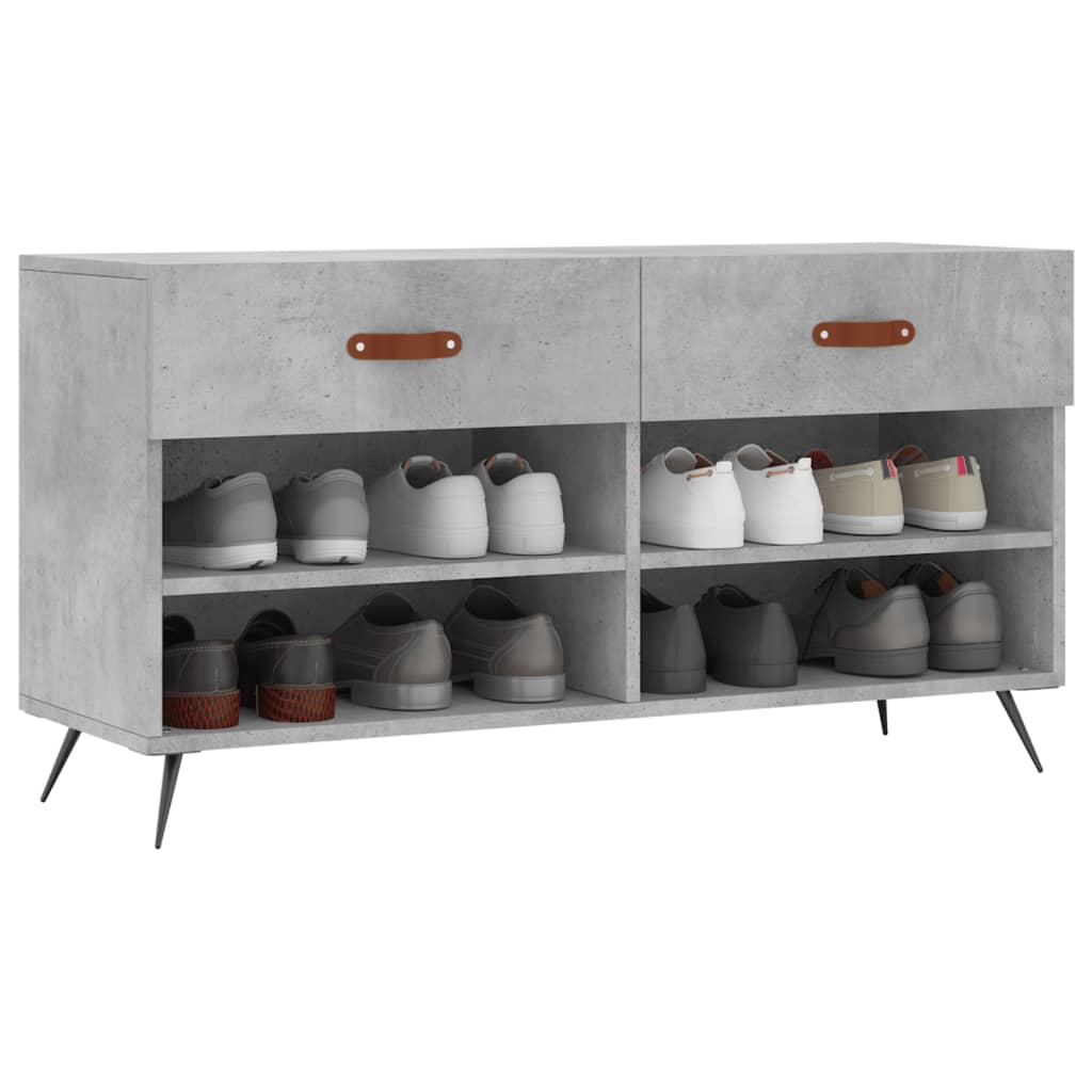 Banc à chaussures gris béton 102x35x55 cm bois d'ingénierie - XIOS