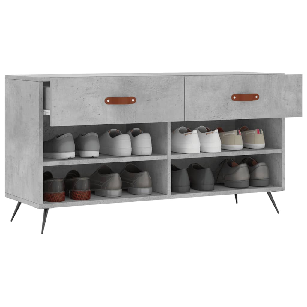 Banc à chaussures gris béton 102x35x55 cm bois d'ingénierie - XIOS