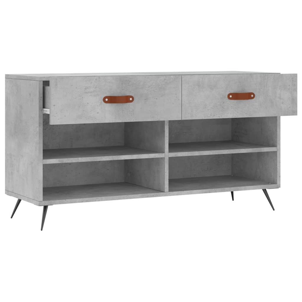 Banc à chaussures gris béton 102x35x55 cm bois d'ingénierie - XIOS