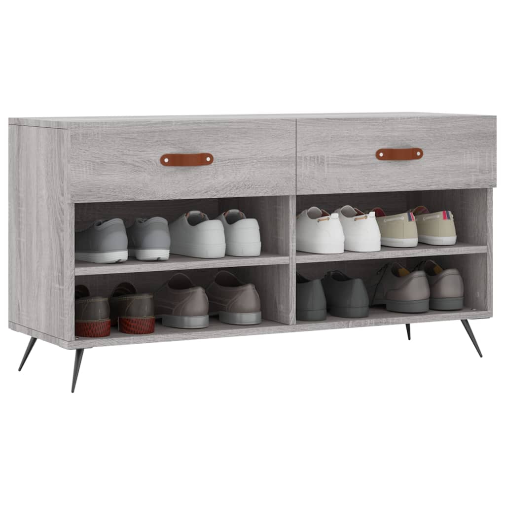Banc à chaussures sonoma gris 102x35x55 cm bois d'ingénierie - XIOS