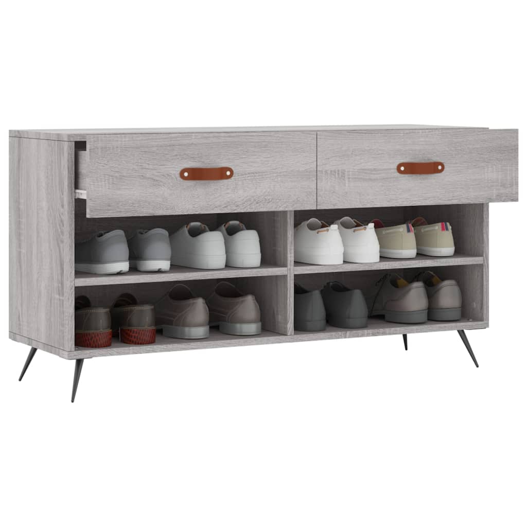 Banc à chaussures sonoma gris 102x35x55 cm bois d'ingénierie - XIOS