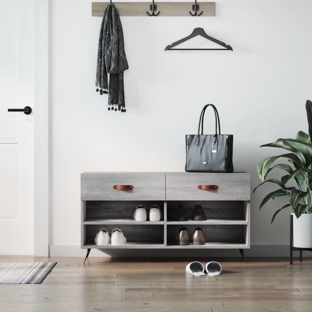 Banc à chaussures sonoma gris 102x35x55 cm bois d'ingénierie - XIOS