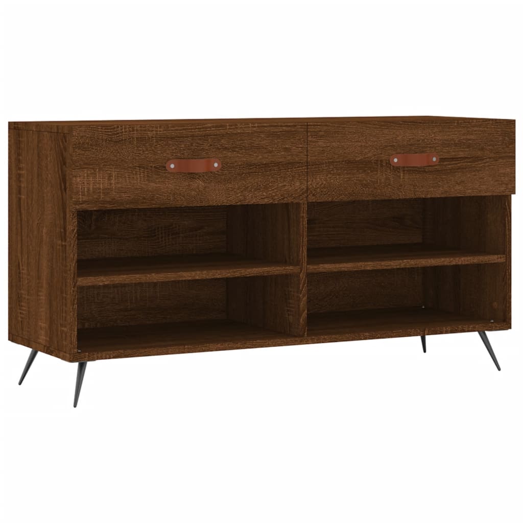 Banc à chaussures chêne marron 102x35x55 cm bois d'ingénierie - XIOS