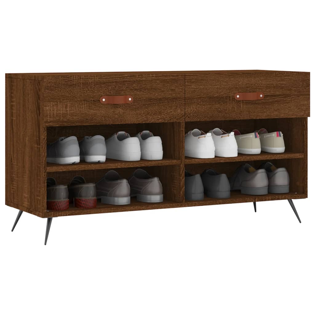 Banc à chaussures chêne marron 102x35x55 cm bois d'ingénierie - XIOS