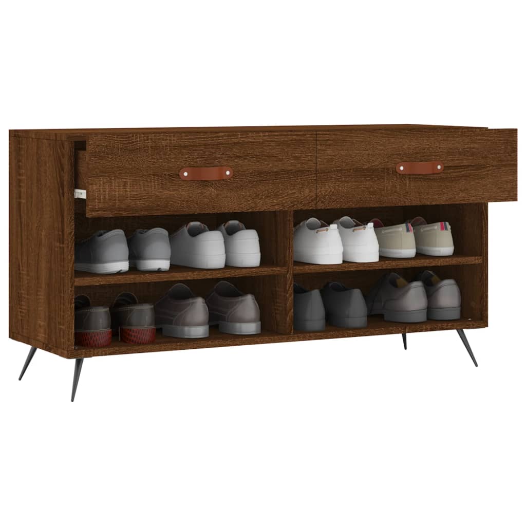 Banc à chaussures chêne marron 102x35x55 cm bois d'ingénierie - XIOS