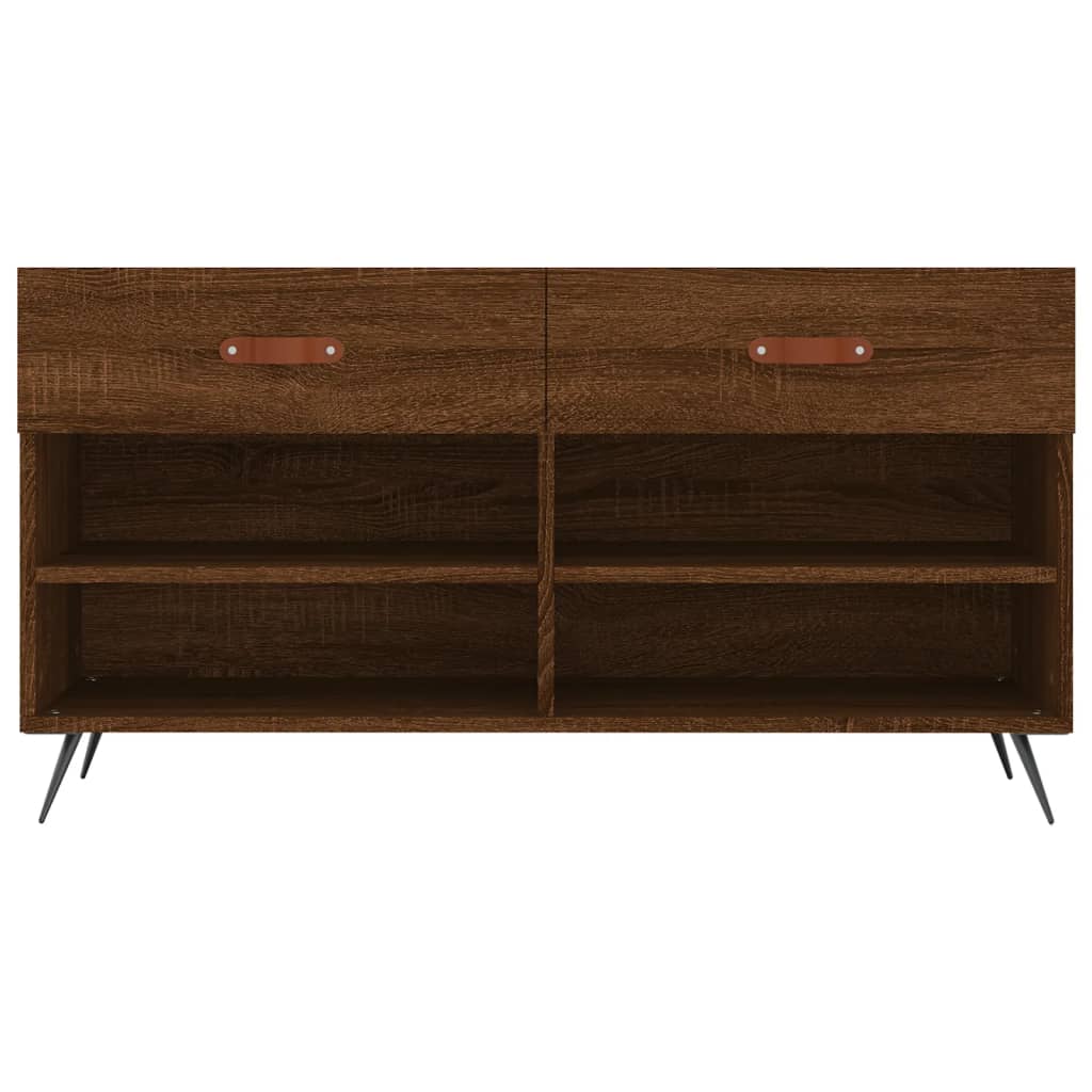 Banc à chaussures chêne marron 102x35x55 cm bois d'ingénierie - XIOS