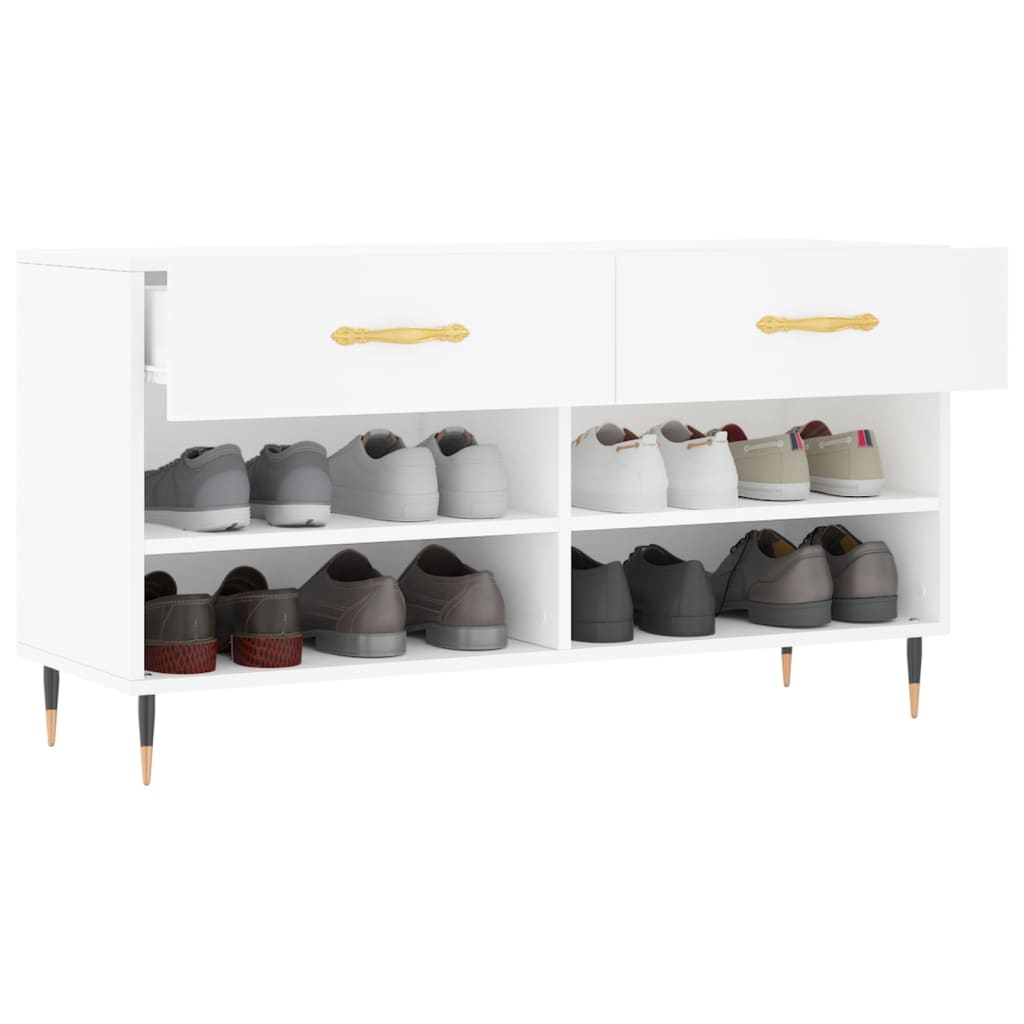 Banc à chaussures blanc 102x35x55 cm bois d'ingénierie - XIOS