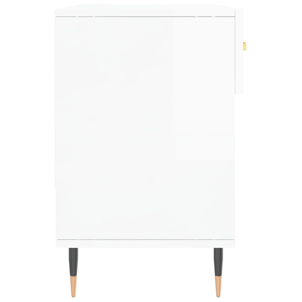 Banc à chaussures blanc brillant 102x35x55 cm bois d'ingénierie - XIOS