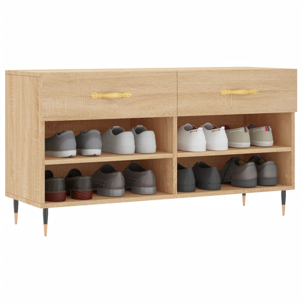 Banc à chaussures chêne sonoma 102x35x55 cm bois d'ingénierie - XIOS
