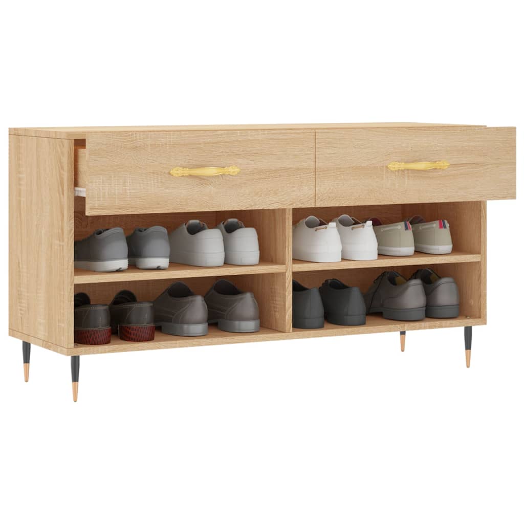 Banc à chaussures chêne sonoma 102x35x55 cm bois d'ingénierie - XIOS