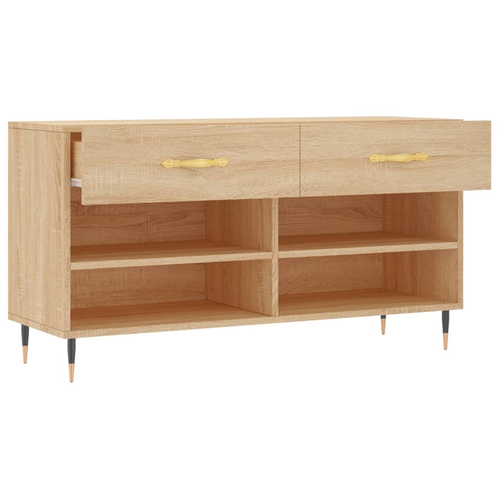 Banc à chaussures chêne sonoma 102x35x55 cm bois d'ingénierie - XIOS