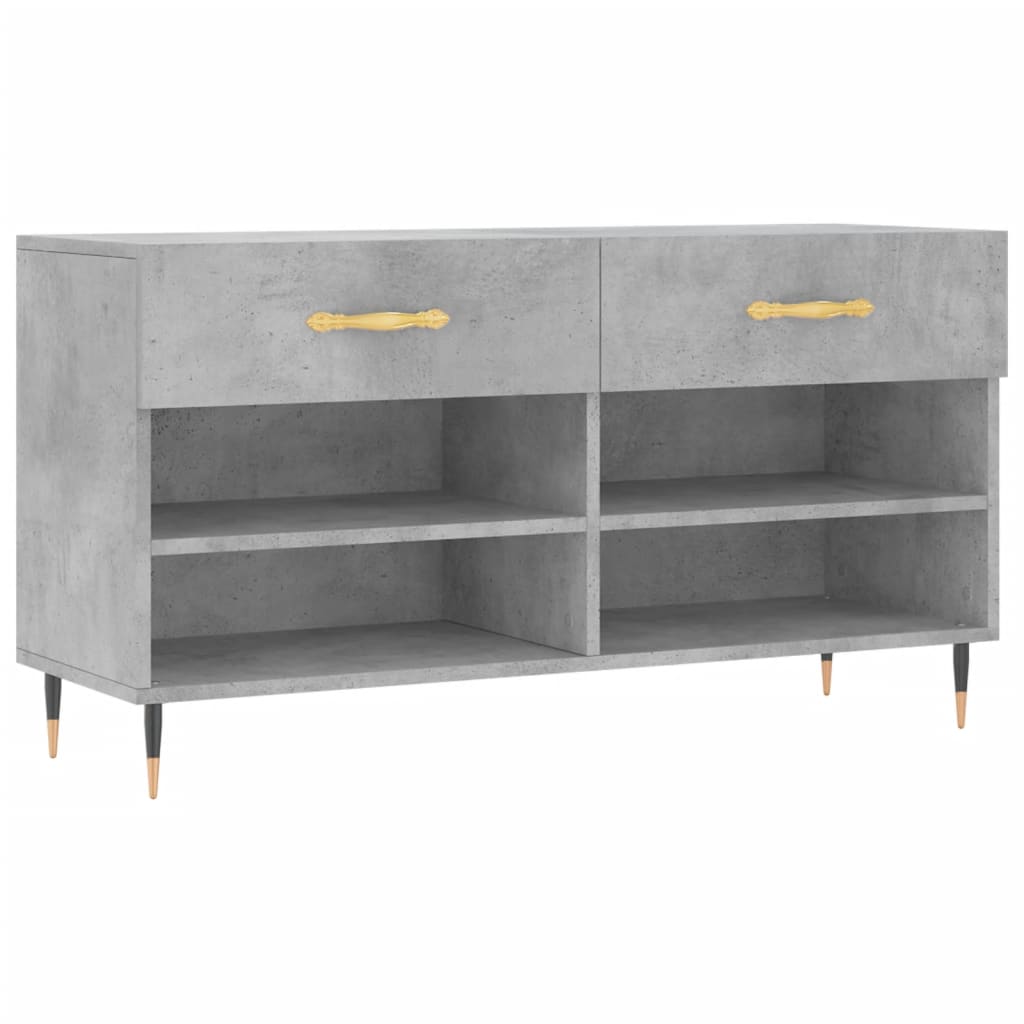 Banc à chaussures gris béton 102x35x55 cm bois d'ingénierie - XIOS