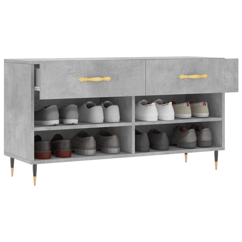Banc à chaussures gris béton 102x35x55 cm bois d'ingénierie - XIOS