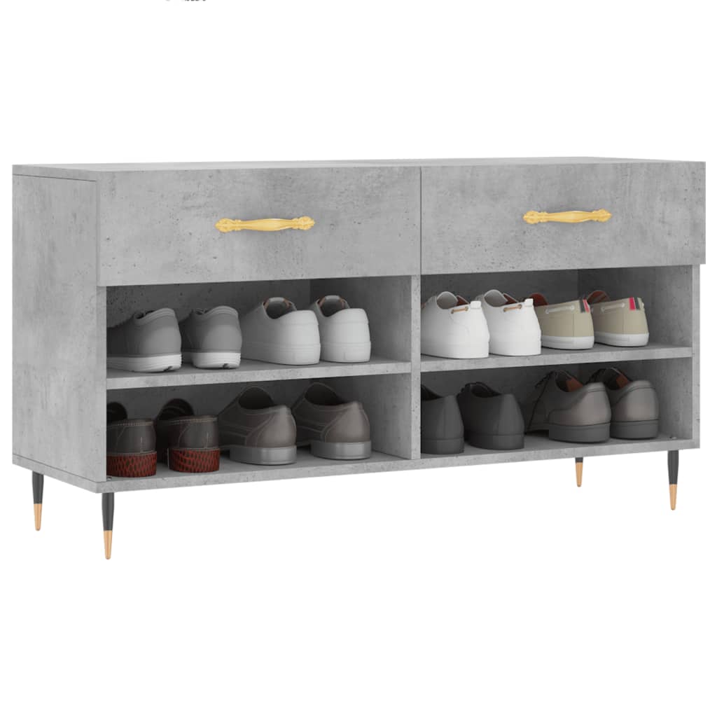 Banc à chaussures gris béton 102x35x55 cm bois d'ingénierie - XIOS