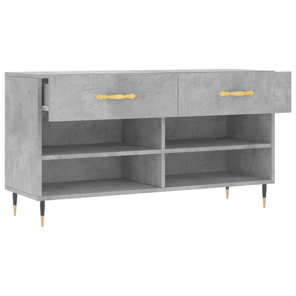 Banc à chaussures gris béton 102x35x55 cm bois d'ingénierie - XIOS