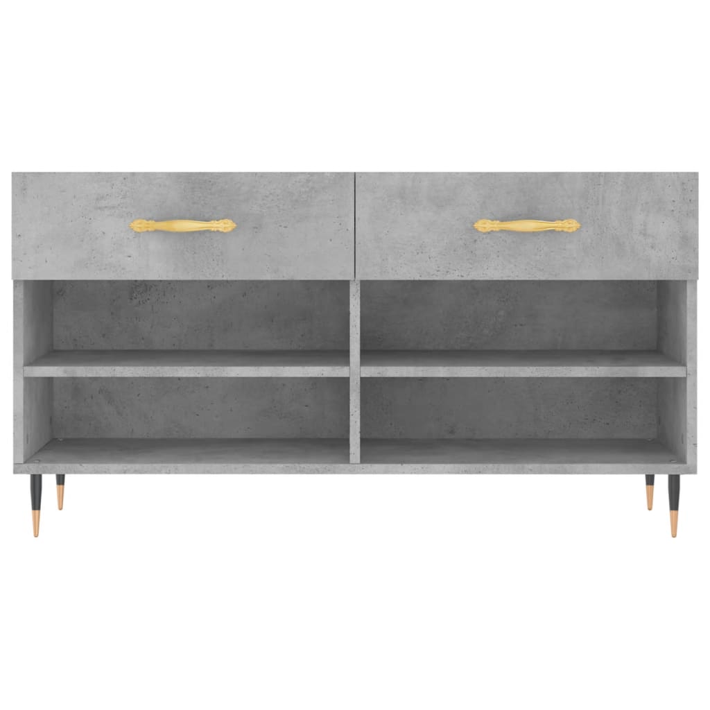 Banc à chaussures gris béton 102x35x55 cm bois d'ingénierie - XIOS