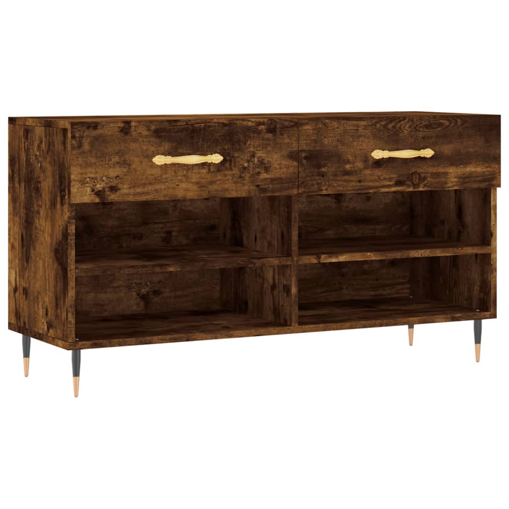 Banc à chaussures chêne fumé 102x35x55 cm bois d'ingénierie - XIOS