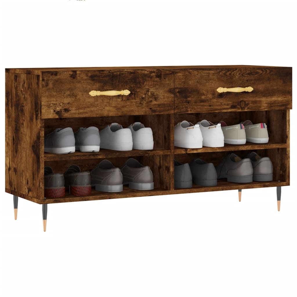Banc à chaussures chêne fumé 102x35x55 cm bois d'ingénierie - XIOS