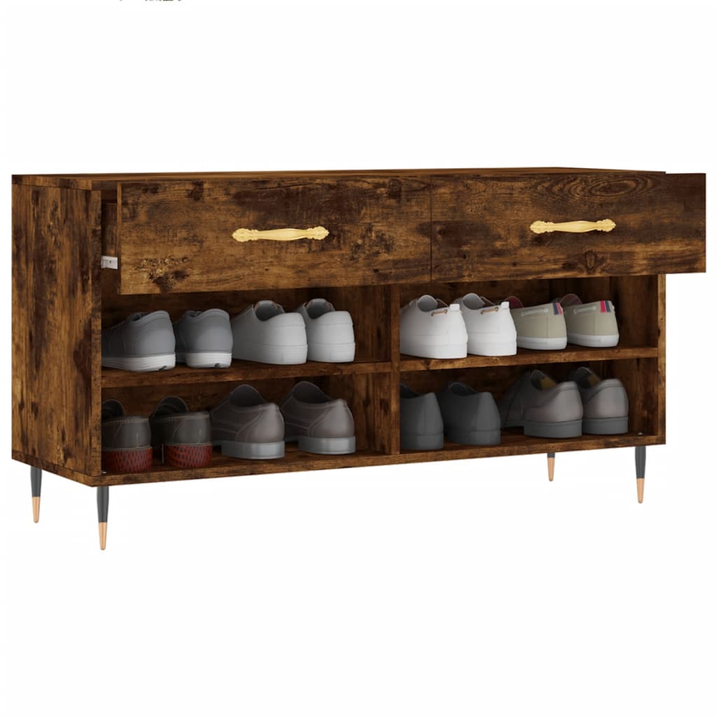 Banc à chaussures chêne fumé 102x35x55 cm bois d'ingénierie - XIOS