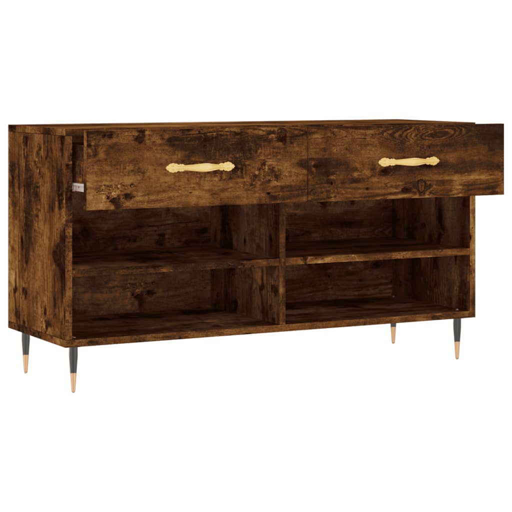 Banc à chaussures chêne fumé 102x35x55 cm bois d'ingénierie - XIOS