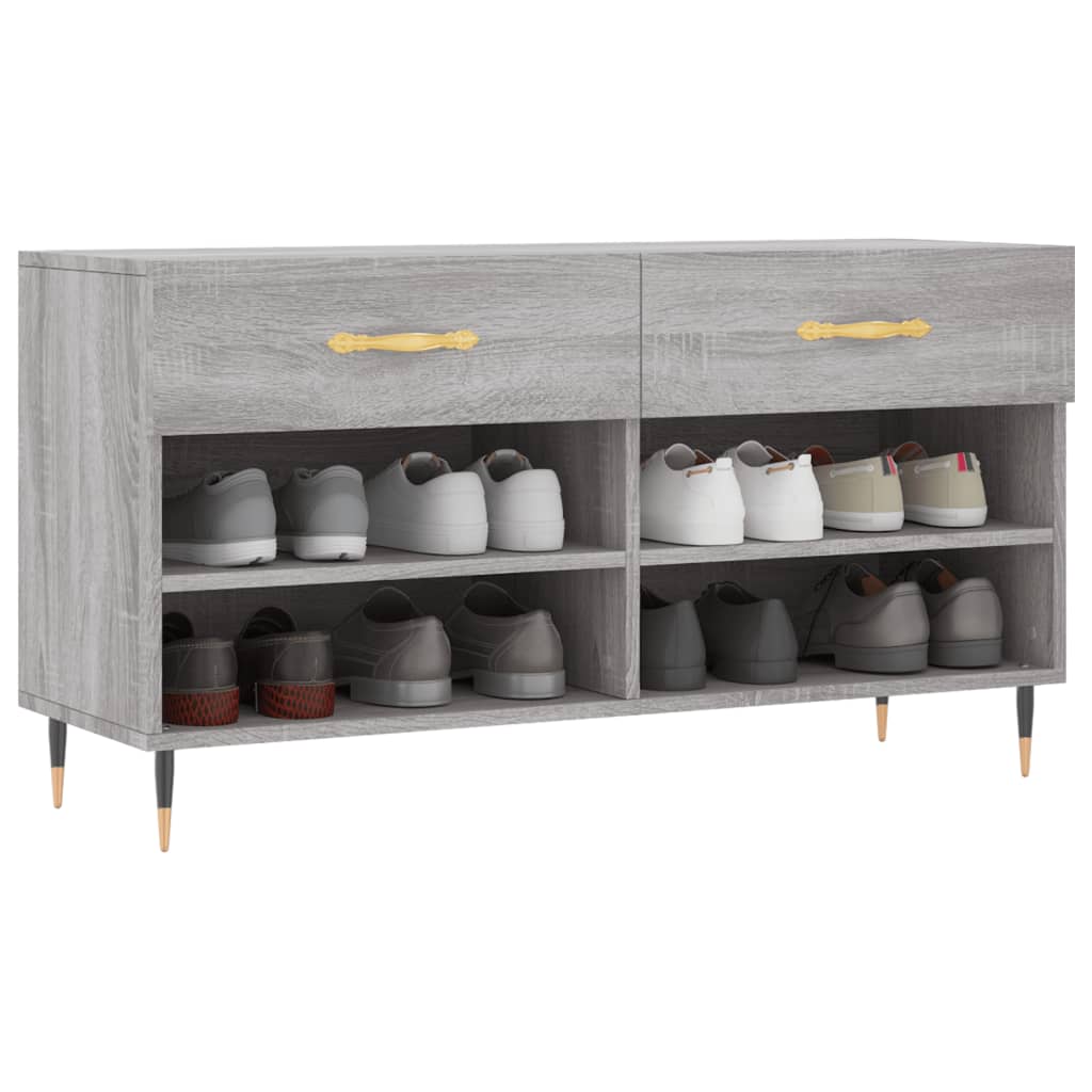 Banc à chaussures sonoma gris 102x35x55 cm bois d'ingénierie - XIOS
