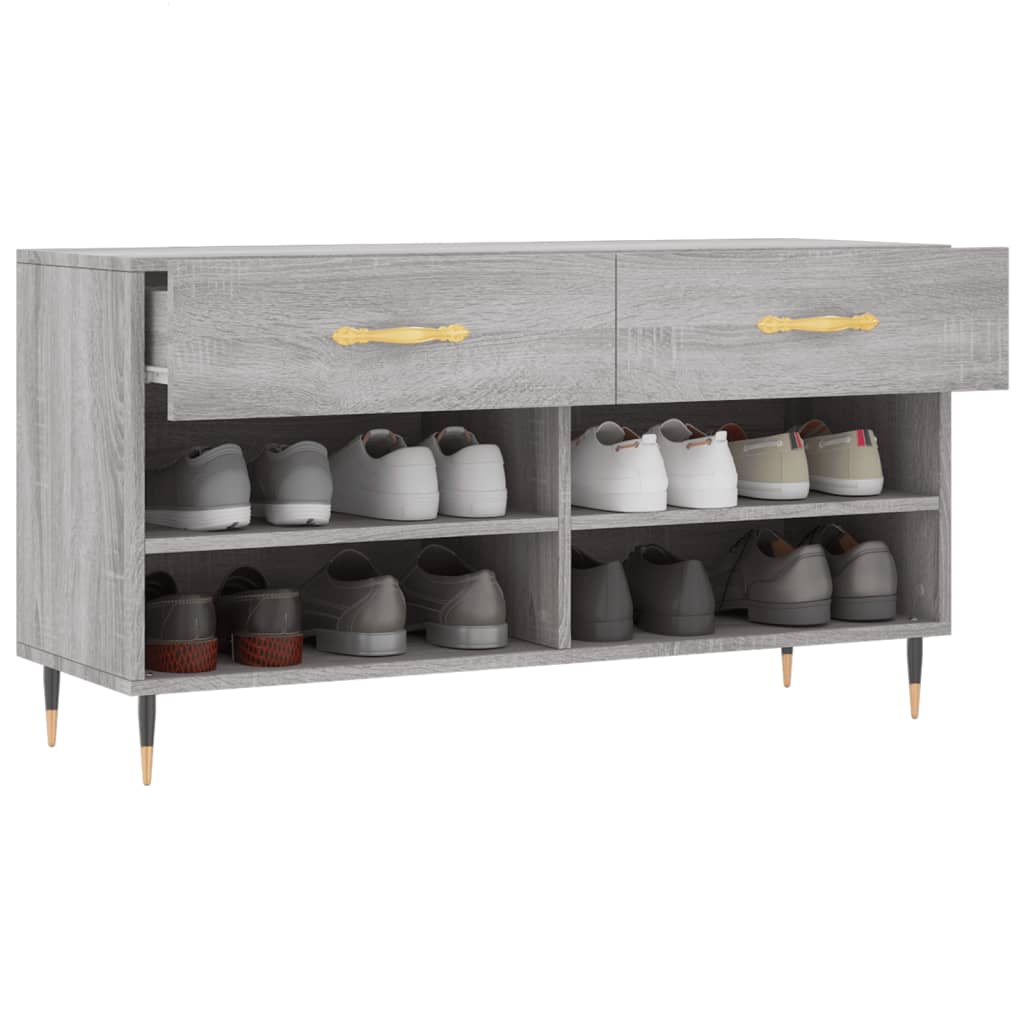Banc à chaussures sonoma gris 102x35x55 cm bois d'ingénierie - XIOS