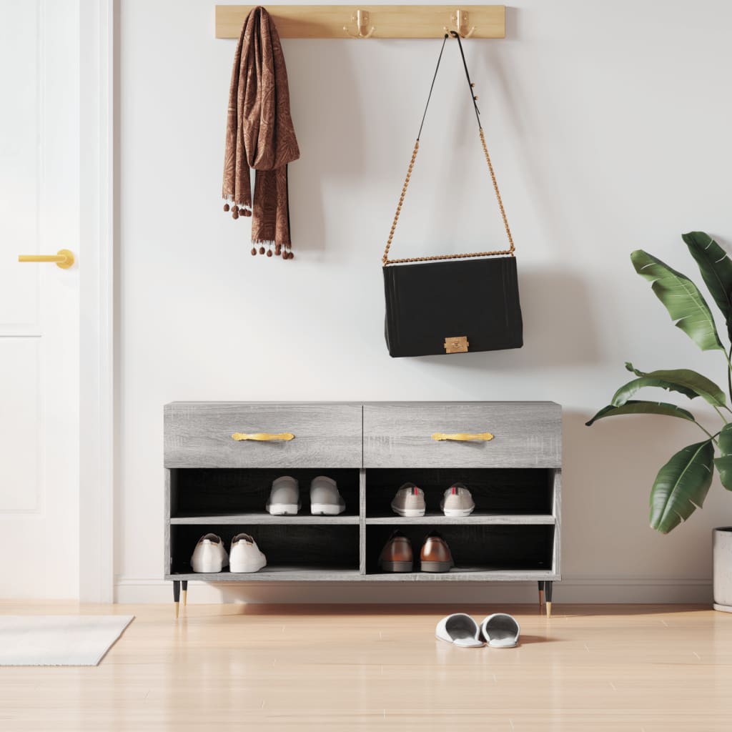 Banc à chaussures sonoma gris 102x35x55 cm bois d'ingénierie - XIOS