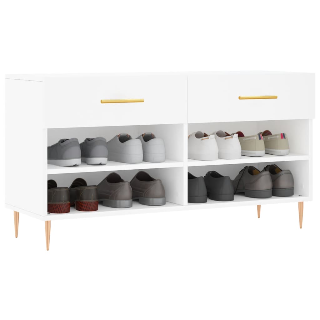 Banc à chaussures blanc 102x35x55 cm bois d'ingénierie - XIOS