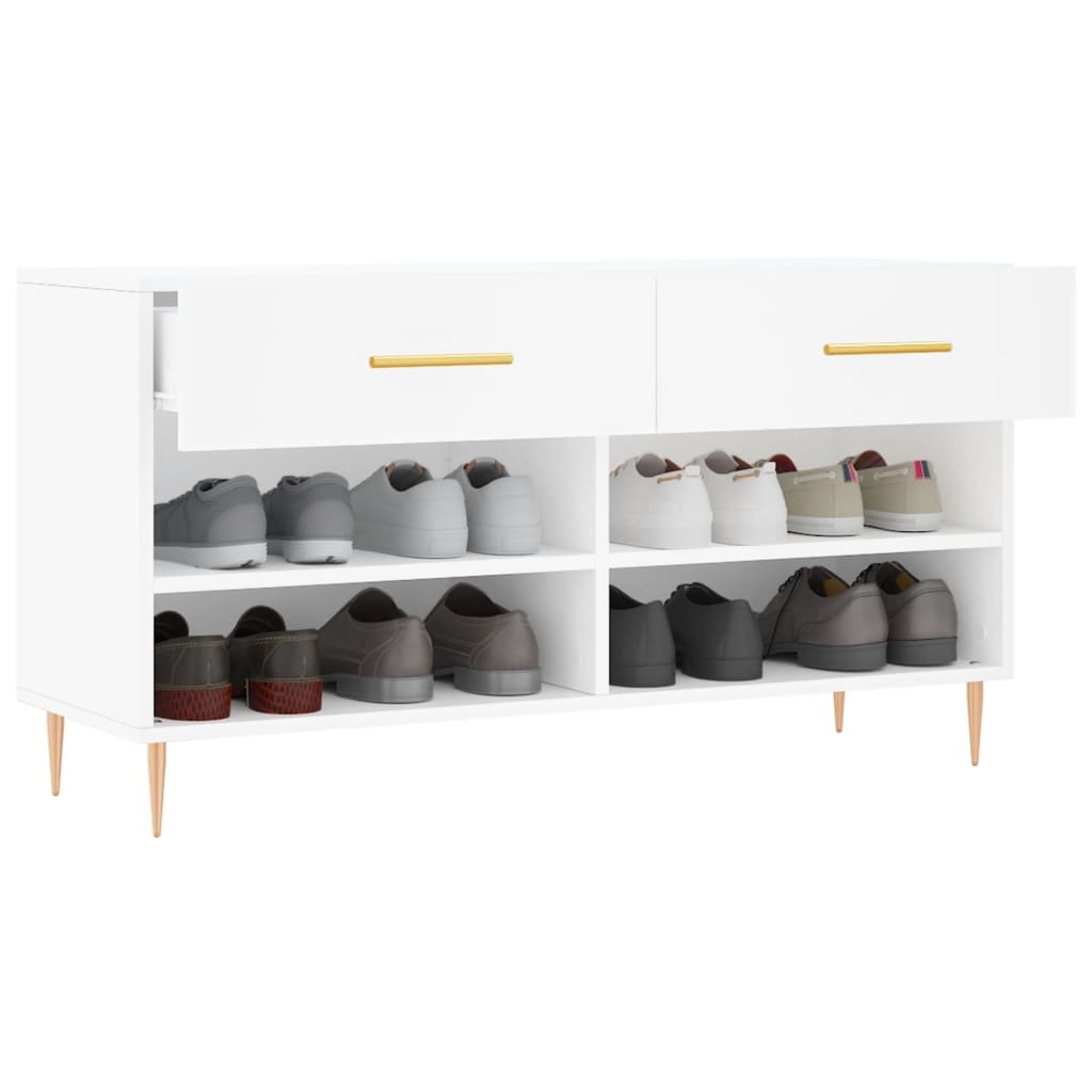 Banc à chaussures blanc 102x35x55 cm bois d'ingénierie - XIOS