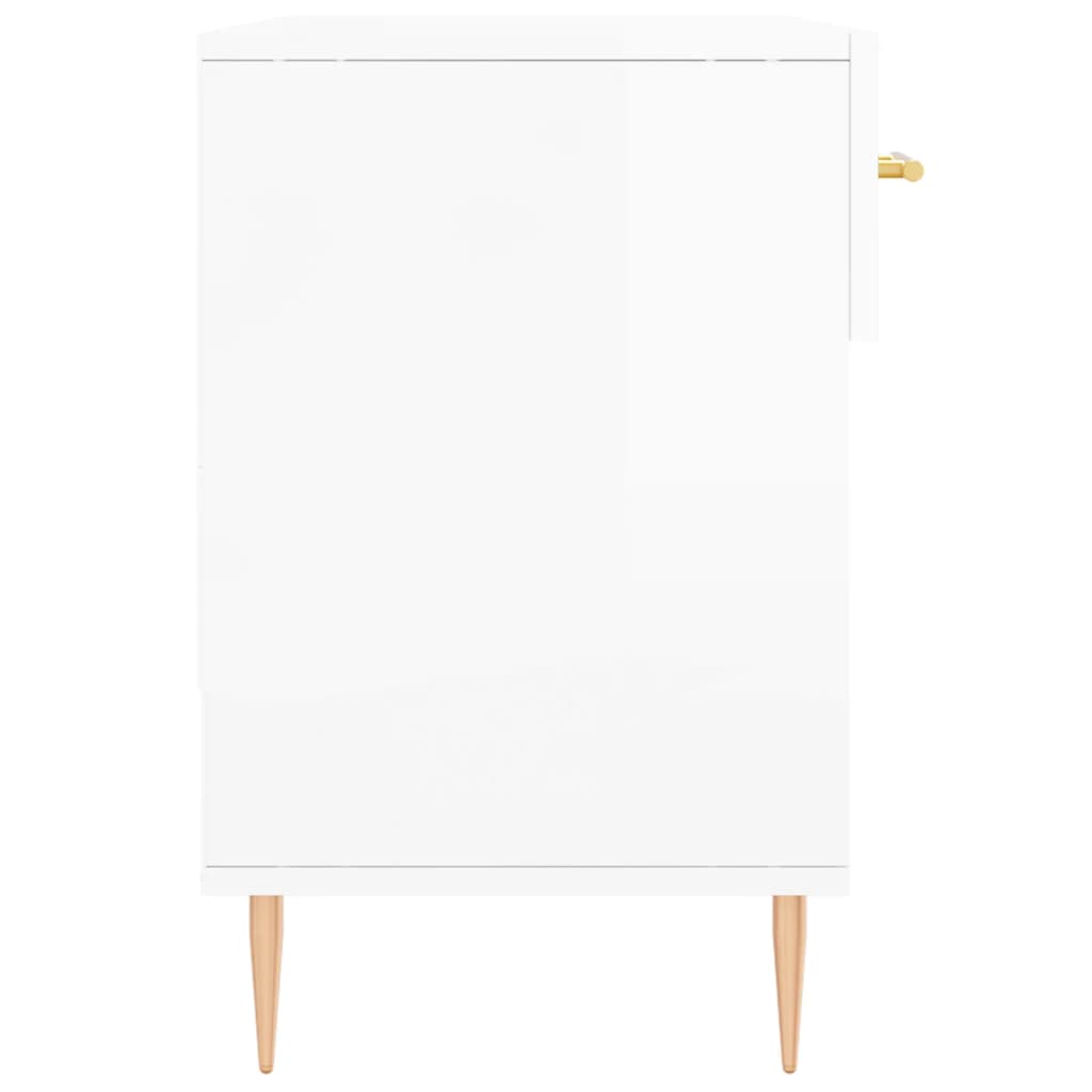 Banc à chaussures blanc brillant 102x35x55 cm bois d'ingénierie - XIOS