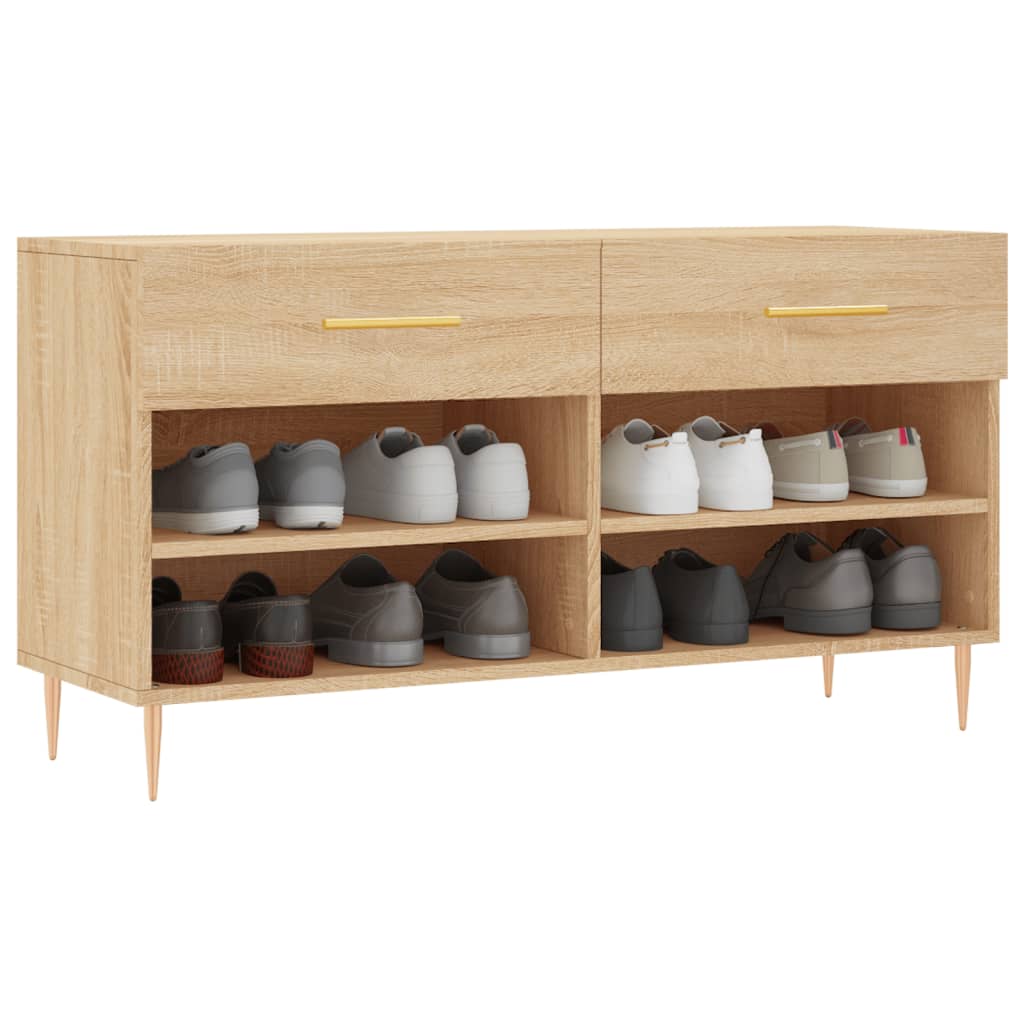 Banc à chaussures chêne sonoma 102x35x55 cm bois d'ingénierie - XIOS