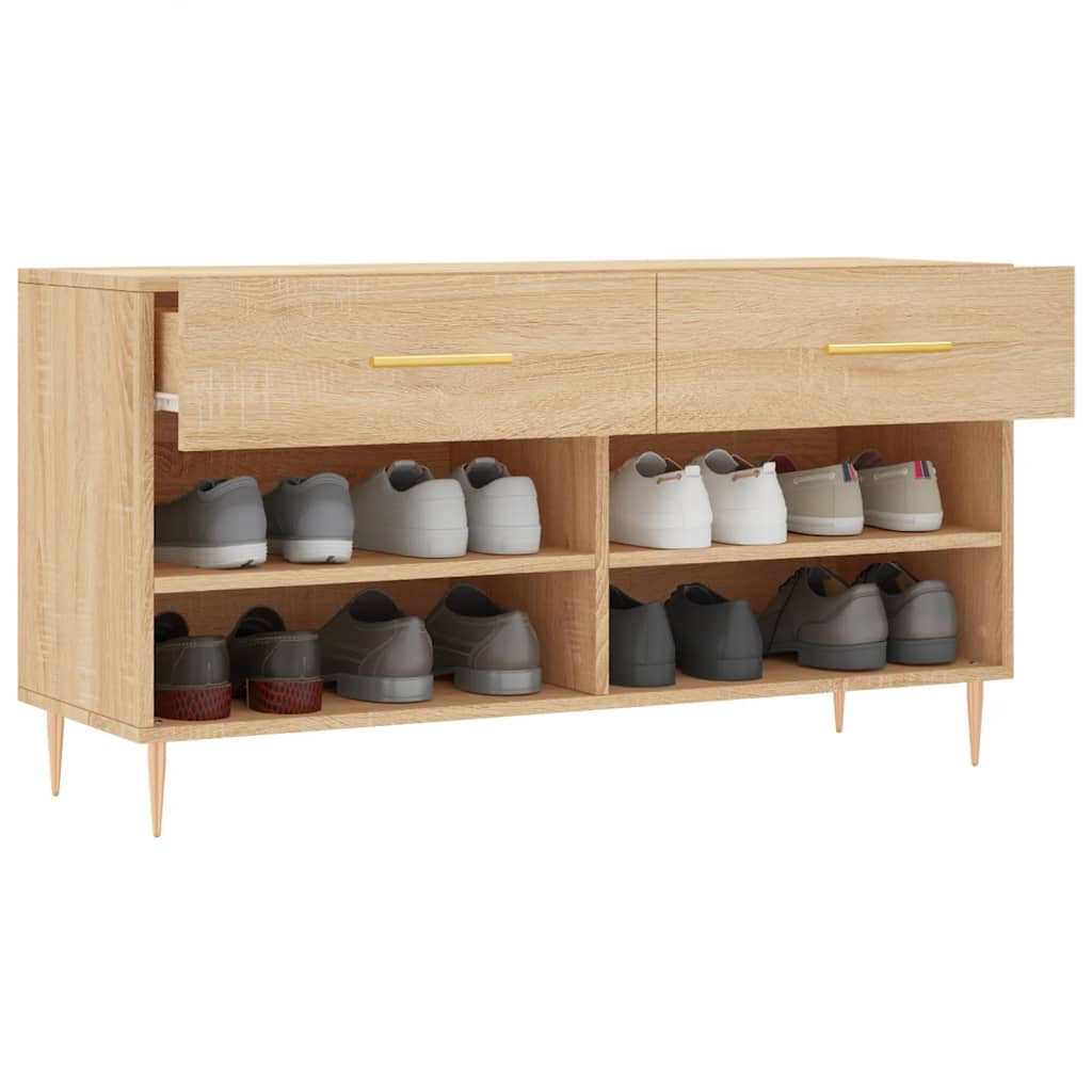 Banc à chaussures chêne sonoma 102x35x55 cm bois d'ingénierie - XIOS