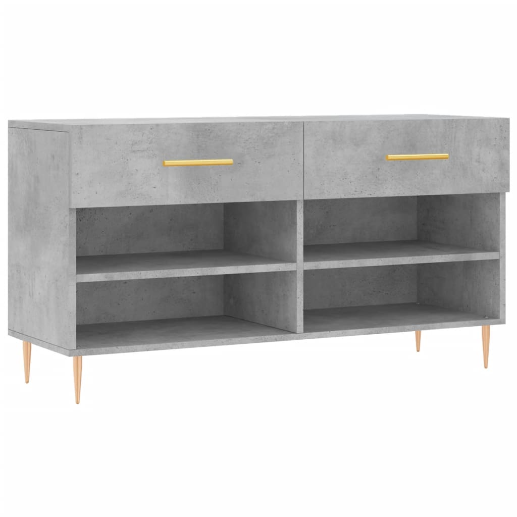 Banc à chaussures gris béton 102x35x55 cm bois d'ingénierie - XIOS