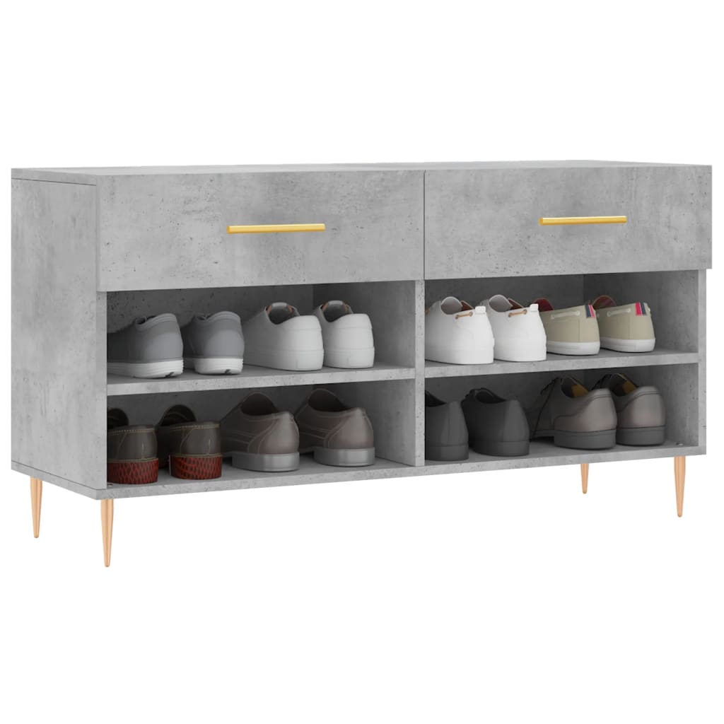 Banc à chaussures gris béton 102x35x55 cm bois d'ingénierie - XIOS