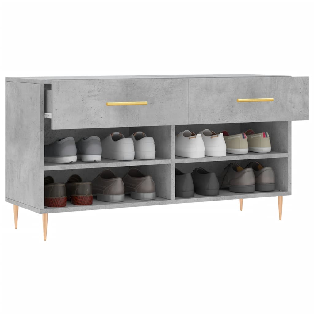 Banc à chaussures gris béton 102x35x55 cm bois d'ingénierie - XIOS
