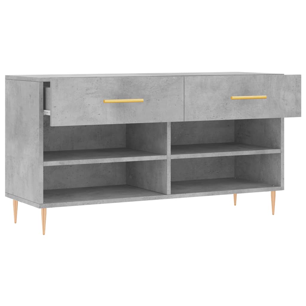Banc à chaussures gris béton 102x35x55 cm bois d'ingénierie - XIOS