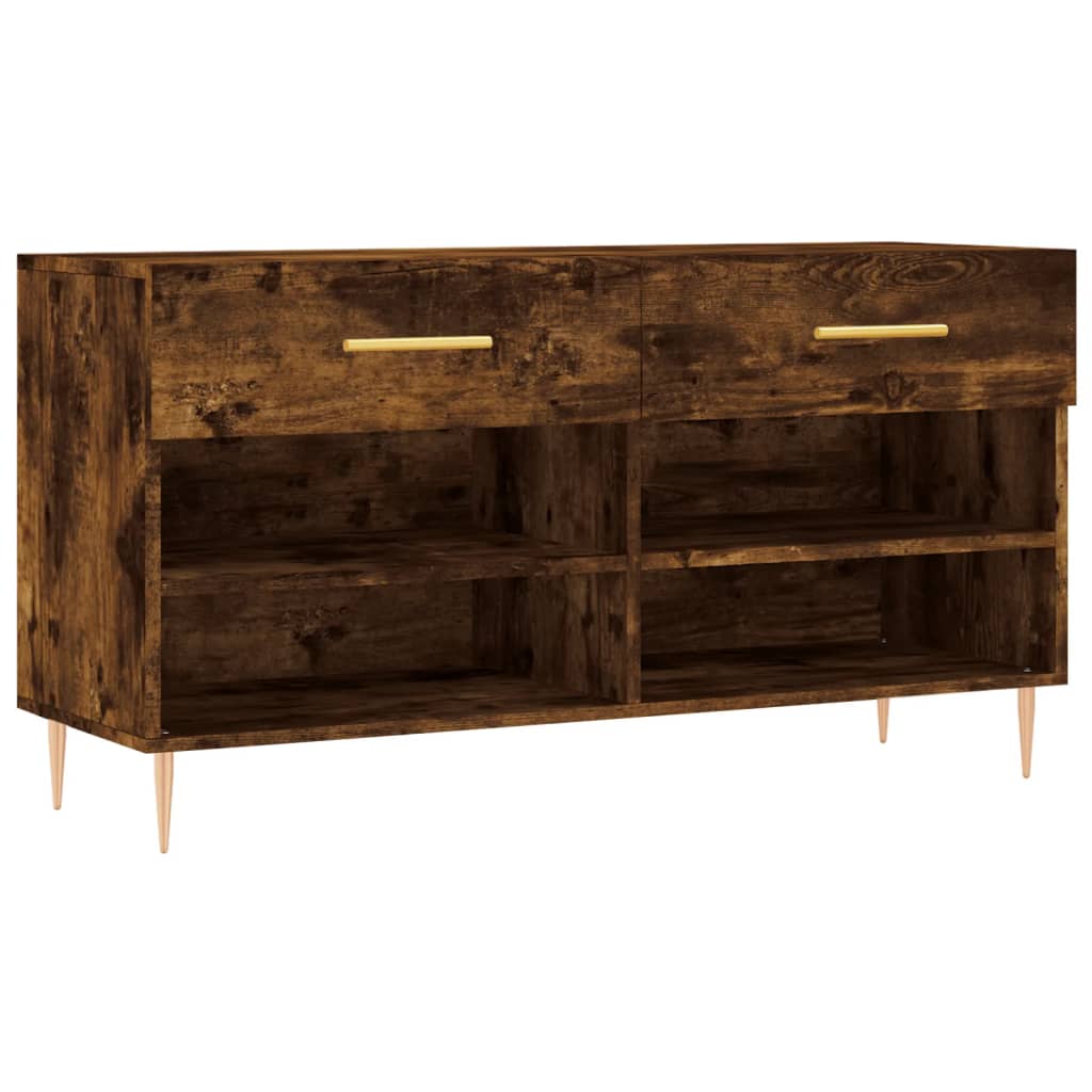 Banc à chaussures chêne fumé 102x35x55 cm bois d'ingénierie - XIOS